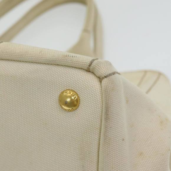 PRADA Canapa MM Hand Bag Canvas Cream Auth 83516 - Picture 12 of 16